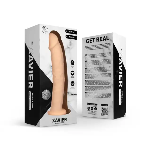 Real Fantasy - Xavier Realistic Dildo. Realistyczne dildo 23 cm z nowoczesnego silikonu typu Silexpan. 5,4 cm średnicy. Luksusowe.