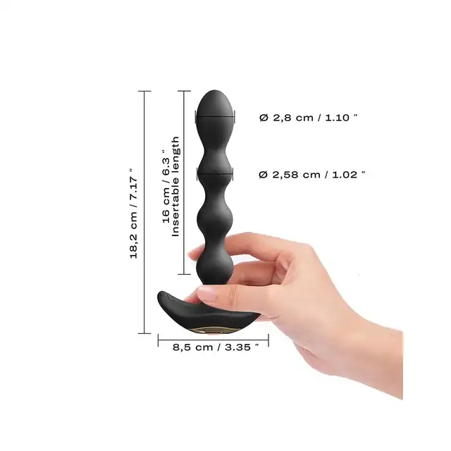 Dorcel - Flexi Balls - Anal Vibrator with Remote Control - Black - wibrator analny z koralikami i zdalnie sterowanym pilotem 