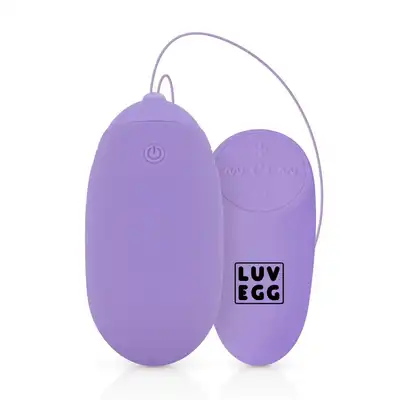 Luv Egg - Paars Purple XL. Wibrujące silikonowe jajeczko o długości 8 cm sterowane przez pilota. 3 tryby i 7 intensywności wibracji