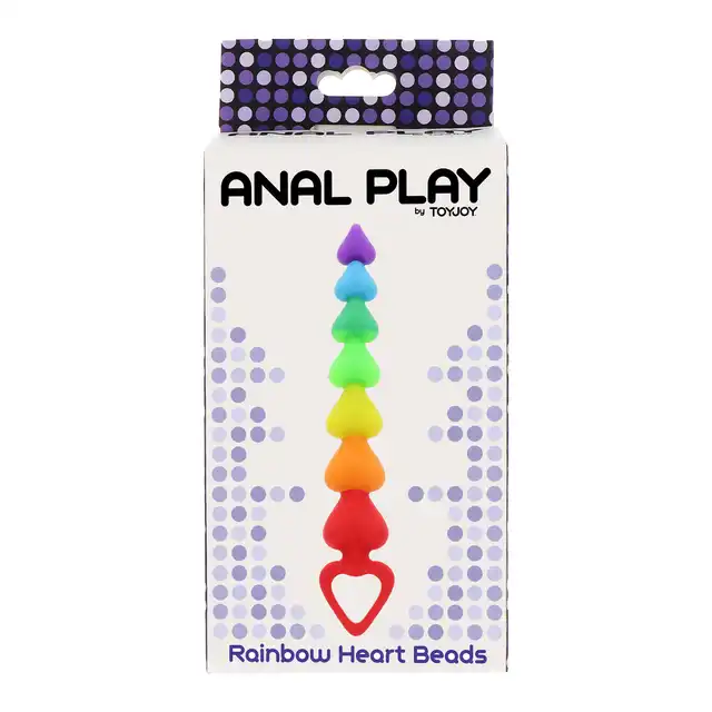Toy Joy - Rainbow Heart Beads. Odlotowe, tęczowe koraliki analne w kształcie uroczych serduszek 