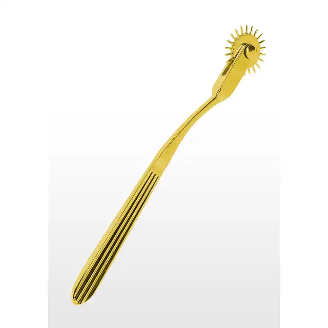 Taboom - Wartenberg Wheel. Złote kółko Wartenberga z pojedynczym rzędem igieł. Poczuj rozkosz ostrych niczym małe igły szpilek, które obracają się płynnie podczas przesuwania po skórze