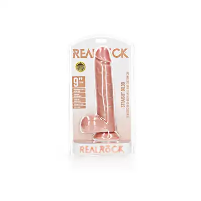 Straight Realistic Dildo  Balls  Suction Cup - 9""/ 23 cm