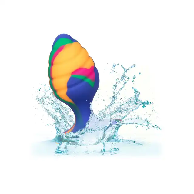 Calexotics - Cheeky Medium Swirl Plug - silikonowy korek analny ze żłobieniami i oryginalną kolorystyką 