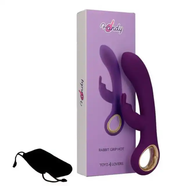 7Candy - Grip Hot Rabbit Purple. Wibrator do punktu G z króliczkiem do łechtaczki. Elegancki odcień fioletu z dodatkiem złota 