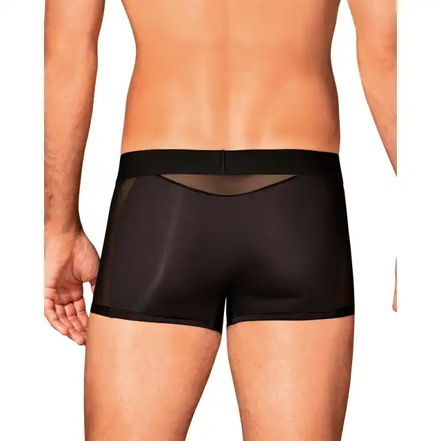 Obsessive - Boldero Boxer Black L/XL- klasyczne czarne bokserki z elementami intrygującej siateczki. Nowość wśród bielizny dla mężczyzn