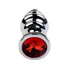 Toyfa - Silver Anal Plug. Wysokiej jakości metalowy korek analny z eleganckim kryształkiem w kolorze czerwieni w podstawie. Wyjątkowy stymulujący kształt