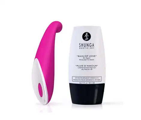 [TOYS&MORE] - Łechtaczkowe SPA. Pakiet super-stymulacyjny. Żel stymulujący Shunga Rain of Love plus wibrator łechtaczkowy b Swish.