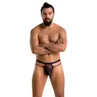 Passion - 029 Collin Thong L/XL. Koronkowe stringi męskie, zdobione geometrycznym wzorem i dodatkowymi paseczkami