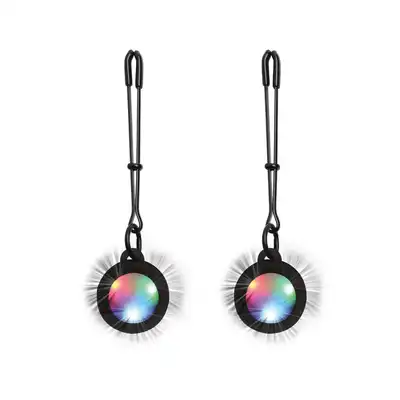 Charmed - Heart Adjustable Nipple Clamps LED. Nowoczesne klamerki na sutki z 3 kolorami podświetlenia. Szaleństwo upojnej nocy. 