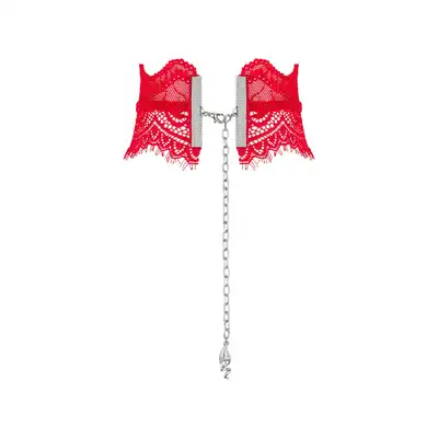 Obsessive - Bergamore choker O/S. Elegancka, kobieca obroża z czerwonej koronki. Unikalny dodatek. 