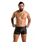 Passion - 049 Short Matt L/XL - czarne męskie bokserki z zamkami. Imitacja skóry 