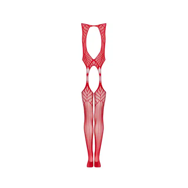 Obsessive - N122 XL/XXL. Bodysticking z seksownymi wycięciami i ogniście czerwoną koronką 