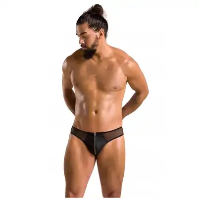 Passion - 042 Slip Timmy L/XL - męskie stringi z siateczki. Z kuszącym zamkiem z przodu
