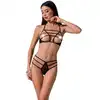 Passion - Rita Set L/XL. Wyjątkowy komplet bielizny damskiej z otwartymi miseczkami w stylu harness. Zjawiskowy paseczkowy komplet