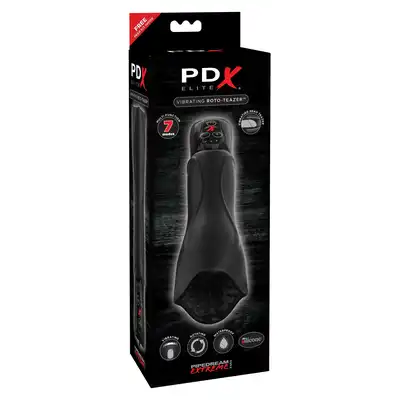 PDX Elite - Vibrating Roto Teaser - luksusowy masturbator z ruchem obrotowym w dwóch kierunkach i elektryzującymi wypustkami! 
