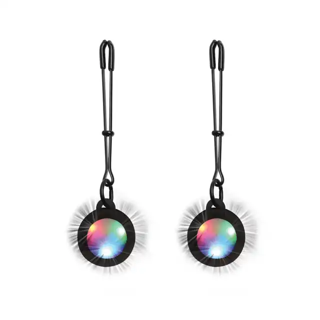 Charmed - Heart Adjustable Nipple Clamps LED. Nowoczesne klamerki na sutki z 3 kolorami podświetlenia. Szaleństwo upojnej nocy. 