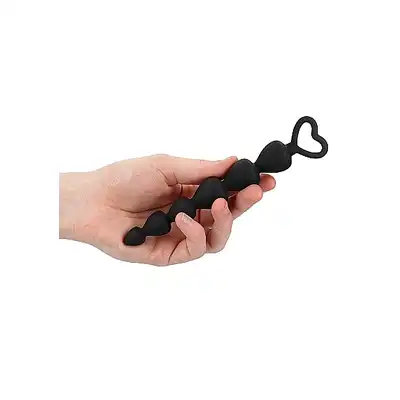 ShotsToys - Silicone Anal Beads. Koralikui analne z uchwytem w kształcie serduszka. 14,8 cm stymulacji 
