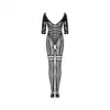 Obsessive - G329 XL/XXL. Czarny bodystocking z imitacją wiązania gorsetowego 