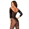 Obsessive - G329 XL/XXL. Czarny bodystocking z imitacją wiązania gorsetowego 