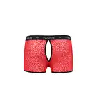 Passion - 046 Short Parker Red L/XL - czerwone bokserki męskie we wzór. Zmysłowa dziurka z tyłu 
