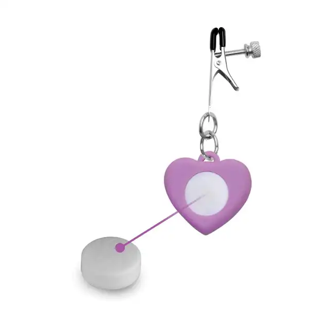 Charmed - Heart Adjustable Nipple Clamps LED. Klamerki na sutki w kształcie serduszek z szalonym podświetleniem LED