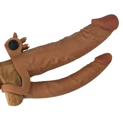 Add 2" Pleasure X Tender Vibrating Double Penis Sleeve