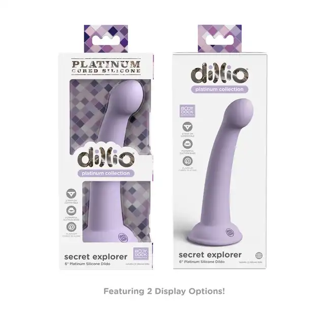 Dillio - Secret Explorer 6 Inch. Wrzosowe dildo do punktu G z silikonu utwardzanego platyną. Mocna przyssawka. 17,2 cm długości