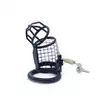 Oproducts - Chasity Cage Squares Black. Stalowa przewiewna klatka na penisa 4,5 cm średnicy oraz 11 cm długości 