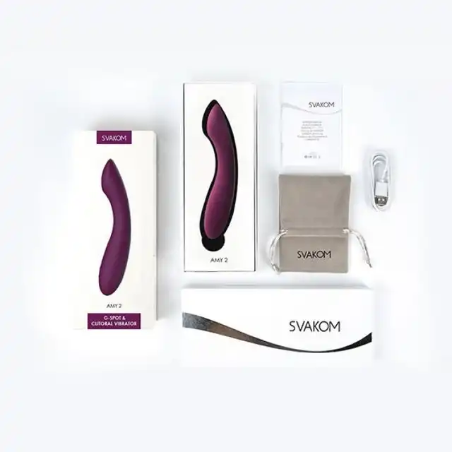 Svakom - Amy 2 G-Spot &amp; Clitoral Vibrator. Minimalistyczny wibrator 2 w 1. Dwa zakończenia. Stymulacja łechtaczki lub punktu G