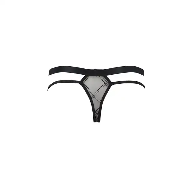 Passion - 029 Collin Thong L/XL. Koronkowe stringi męskie, zdobione geometrycznym wzorem i dodatkowymi paseczkami