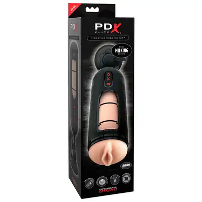 PDX Elite - Vibrating MegaMilker - masturbator z innowacyjnym systemem uciskania! Zabawa bez użycia rąk