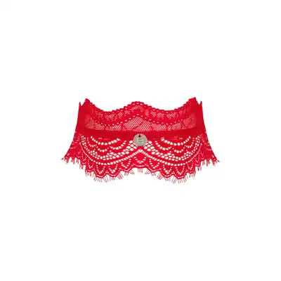 Obsessive - Bergamore choker O/S. Elegancka, kobieca obroża z czerwonej koronki. Unikalny dodatek. 