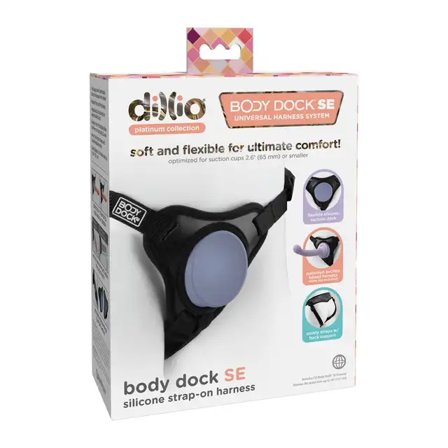 Dillio - Body Dock. Uniwersalna solidna uprząż strap-on do dildo lub wibratora na przyssawkę. Wygodna regulacja pasków 