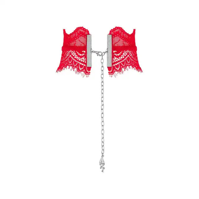Obsessive - Bergamore choker O/S. Elegancka, kobieca obroża z czerwonej koronki. Unikalny dodatek. 