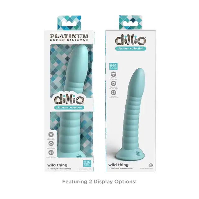 Dillio - Slim Seven 7 Inch. Miętowe dildo o żebrowanej strukturze i mocnej przyssawce. Silikon premium utwardzany platyną. 19,7 cm długości