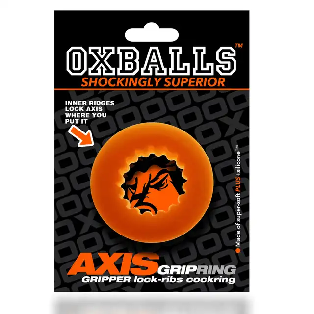 Oxballs - Axis Shocking Superior Orange. Ring na penisa z innowacyjnego materiału. Bardziej elastyczny, wytrzymały. Nie zsuwa się. 