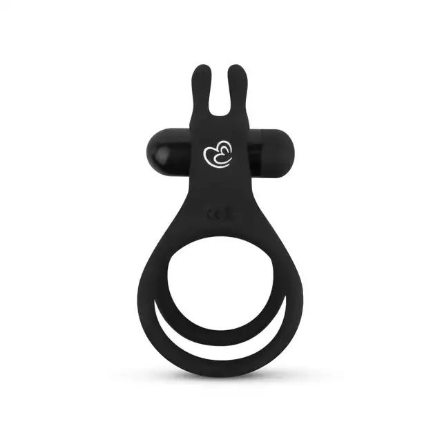 Easy Toys - Share Double Ring Rabbit. Podwójny silikonowy wibrujący pierścień na penisa z uroczymi uszami króliczka 