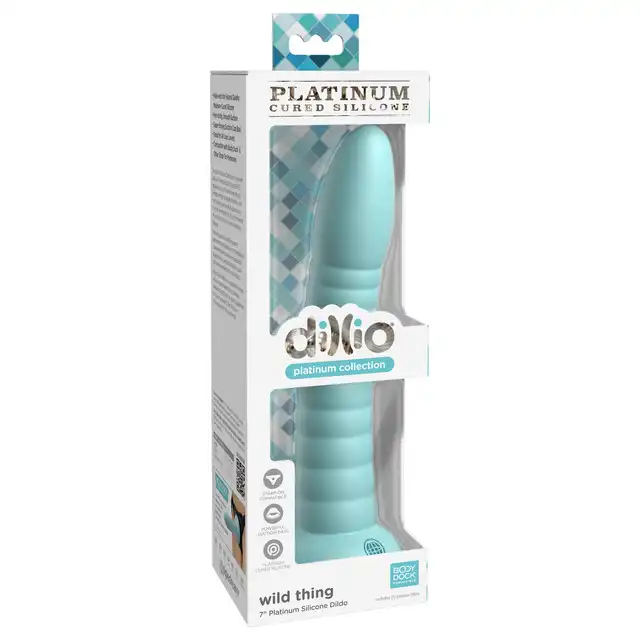 Dillio - Slim Seven 7 Inch. Miętowe dildo o żebrowanej strukturze i mocnej przyssawce. Silikon premium utwardzany platyną. 19,7 cm długości
