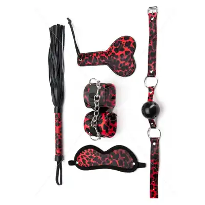 5 Pieces Leopard Bondage Set