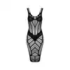 Obsessive - D609 S/M/L. Niesamowita geometryczna bodystockingowa sukienka. Idealna mała czarna na randkę 