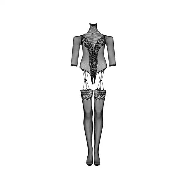 Obsessive -  G333 S/M/L. Zadziornie zmysłowy bodystocking z otwartymi ramionami oraz rękawami 3/4