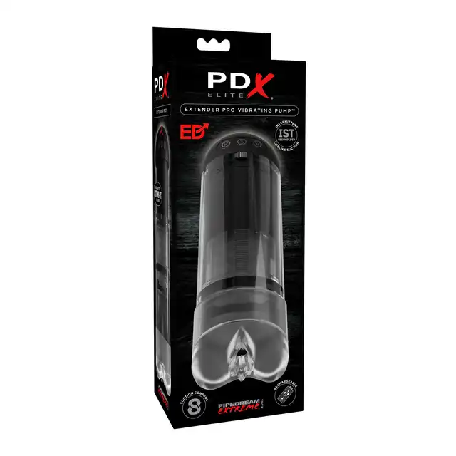 PDX Elite - Extender Vibrating Penis Pump - pompka z przerywanym ssaniem i opcją ustawienia długości! Całkowita innowacja 