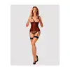 Obsessive - Denissa Corset XL/2XL. Bordowy ultra kobiecy gorset z otwartym biustem i czarną koronką 