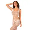 Obsessive - G330 XL/XXL. Odważnie prześwitujący biały bodystocking podkreślający kobiece walory