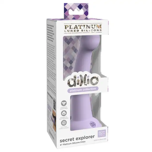 Dillio - Secret Explorer 6 Inch. Wrzosowe dildo do punktu G z silikonu utwardzanego platyną. Mocna przyssawka. 17,2 cm długości