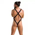 Passion - 040 Body Leon L/XL - odważne body z siateczki z paseczkami. Ponętnie odkryte ciało