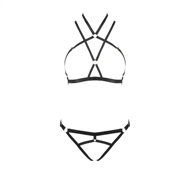 Passion - Kelis Set L/XL. Odważny komplet harness odkrywający i podkreślający kobiece ciało. Całkowita regulacja rozmiaru