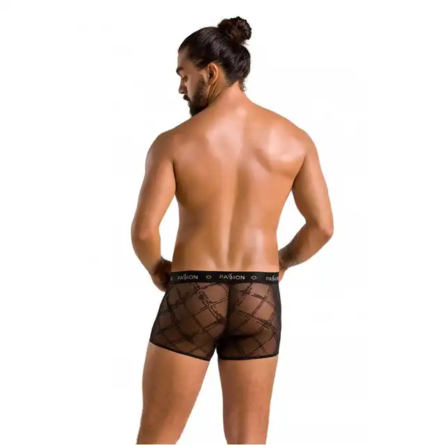 Passion - 032 Short James L/XL - męskie bokserki z półprzezroczystej siateczki. Idealnie opięte ciało