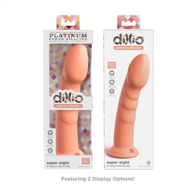 Dillio - Super Eight 8 Inch. Prążkowane dildo do stymulacji punktu G z silikonu premium. 21 cm długości