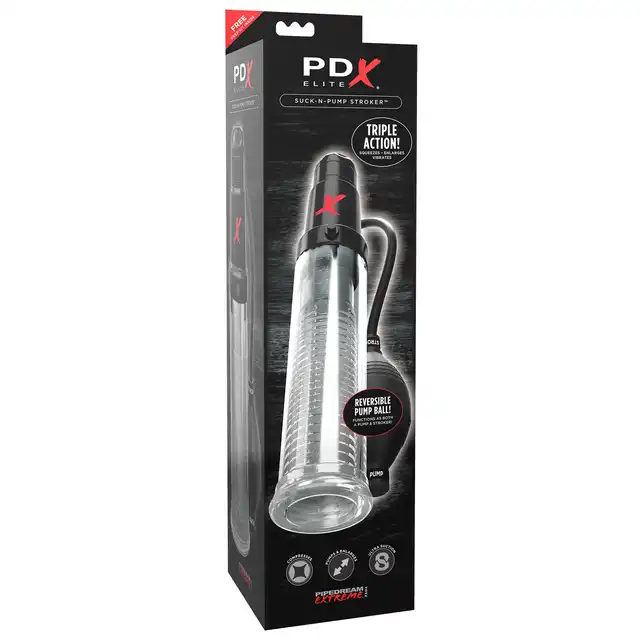 PDX Elite - Suck-N-Pump Stoker - masturbator i pompka w jednym! Spraw sobie przyjemność i zwiększ erekcję 